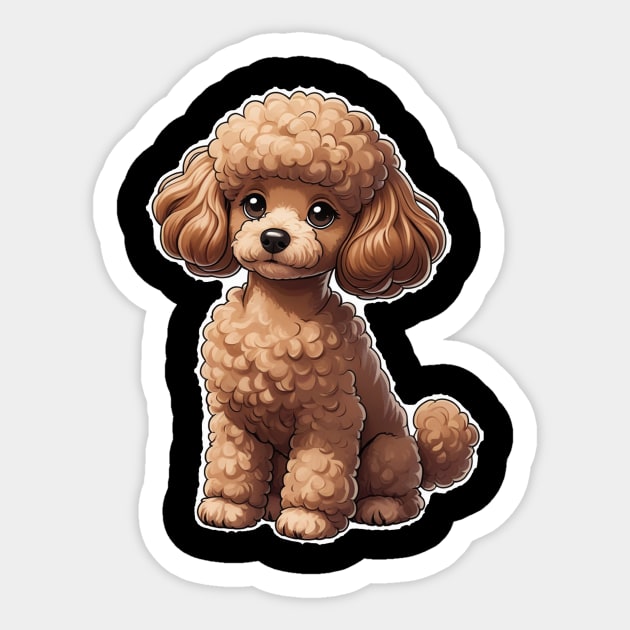 Cartoon Poodle  Curly-Haired Dog with Red Collar for Animal Lovers Sticker by IamActiveDog